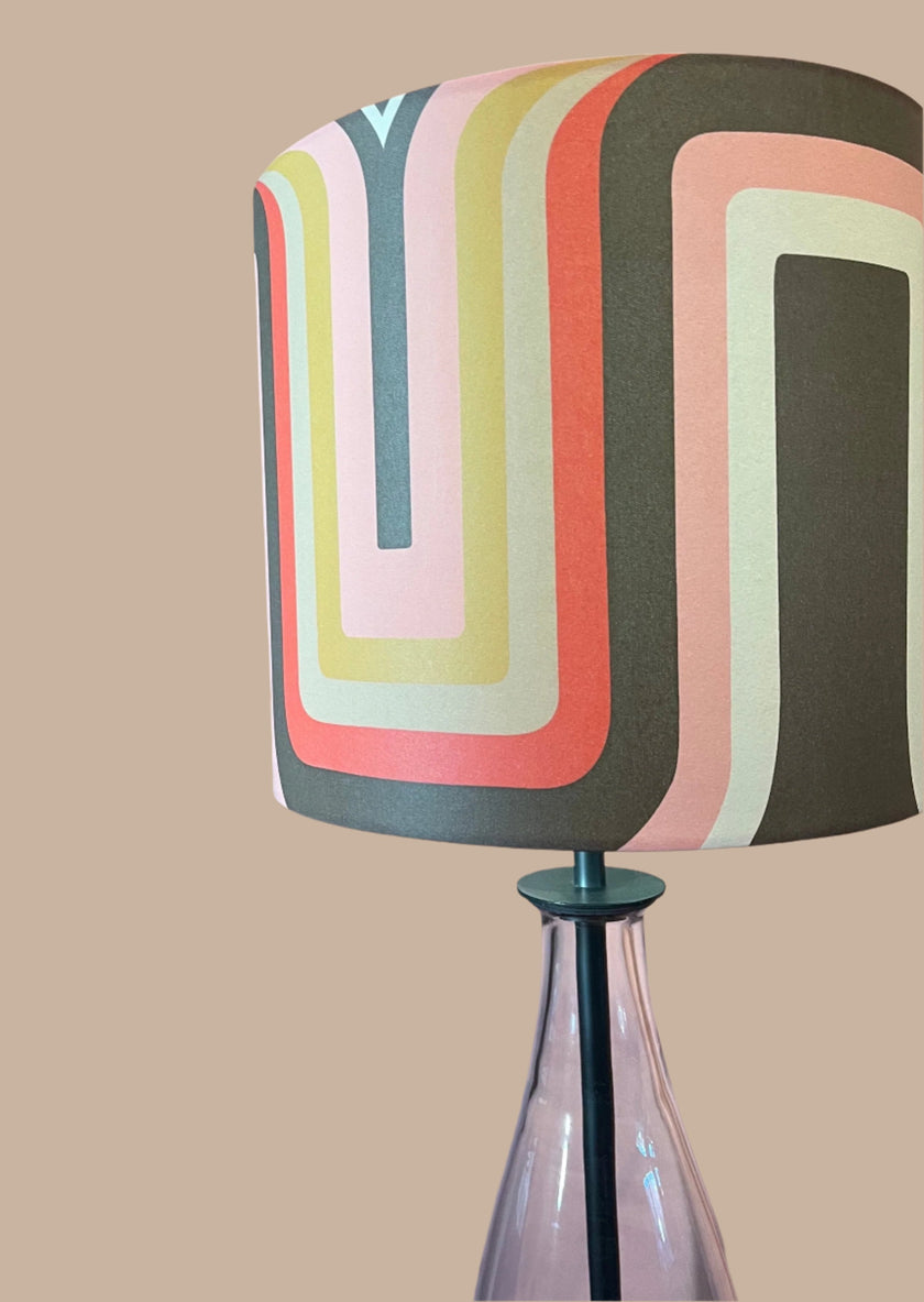 Retro geometric Lampshade - brown + pink