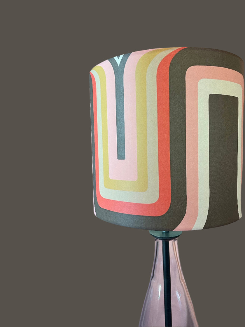 Retro geometric Lampshade - brown + pink
