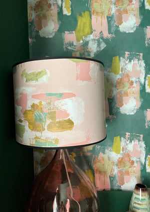 Large Painterly Abstract Lamp shade - pink