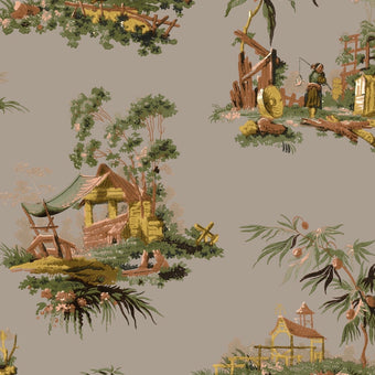 Vintage Oriental Wallpaper - Putty