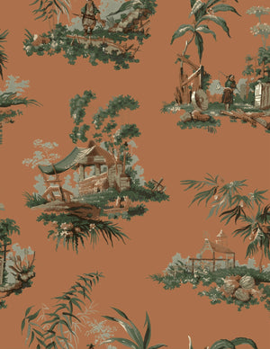 Vintage Oriental Wallpaper - Celadon