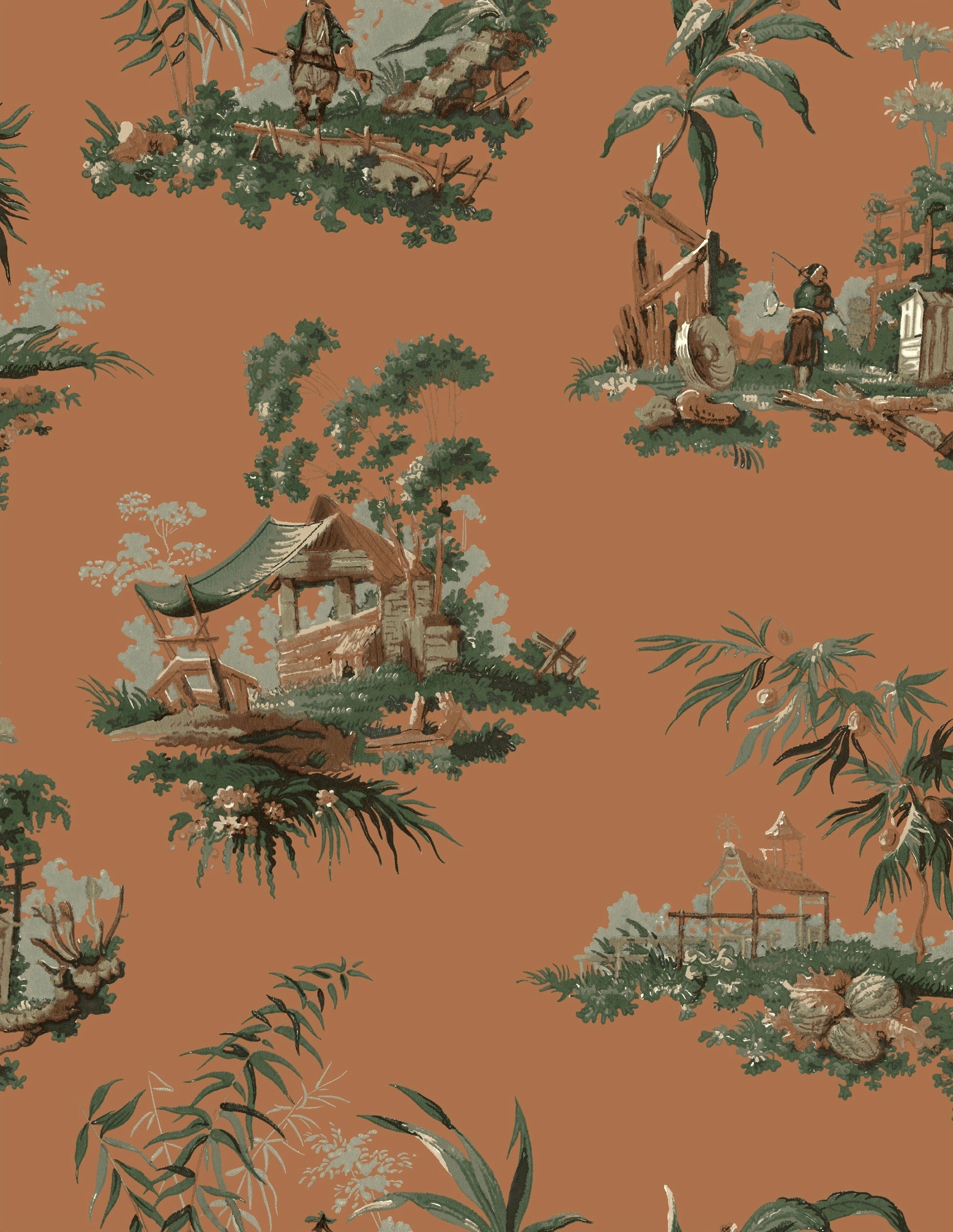 Vintage Oriental Wallpaper - Yellow