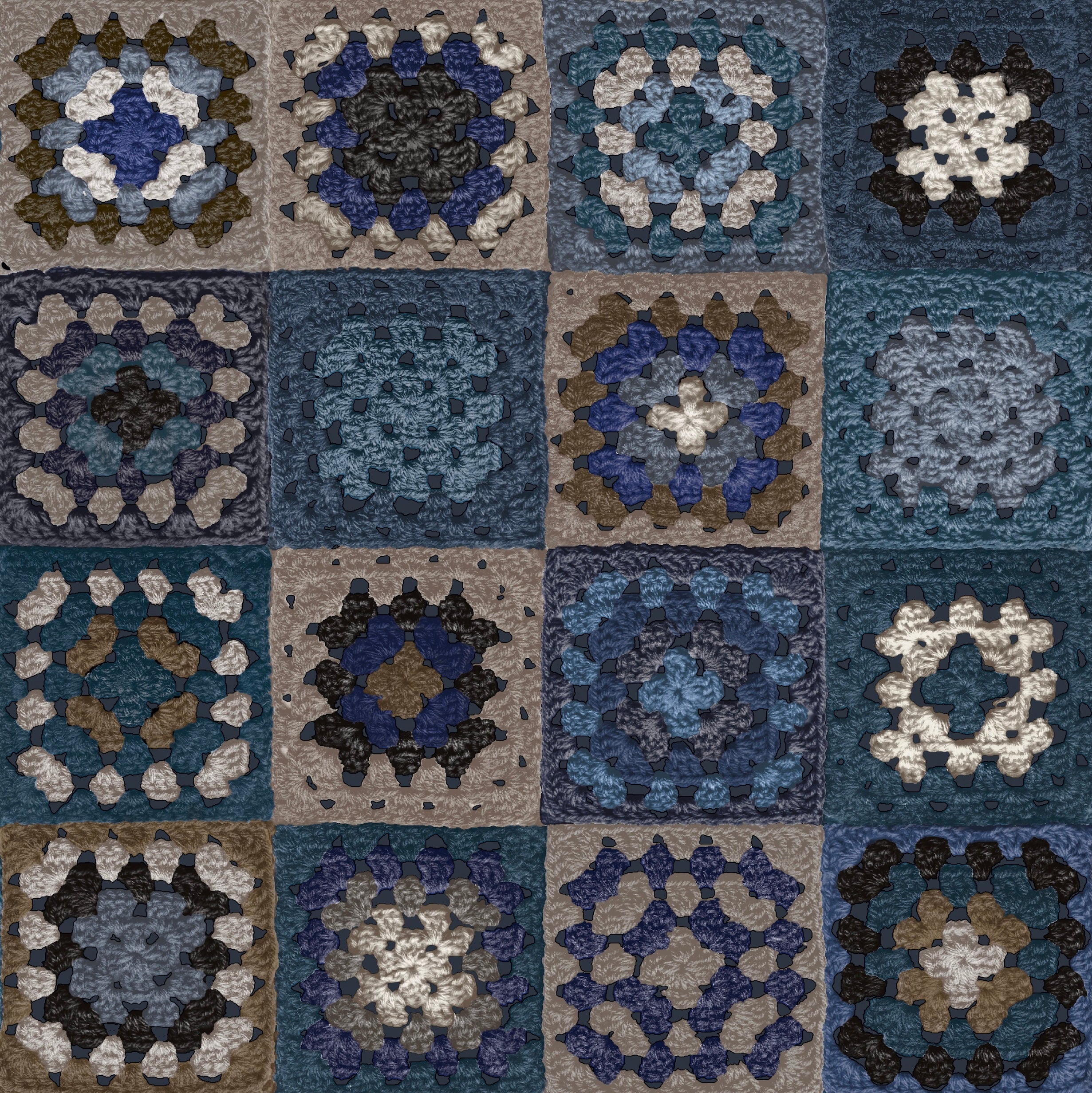 Crochet Wallpaper - Indigo
