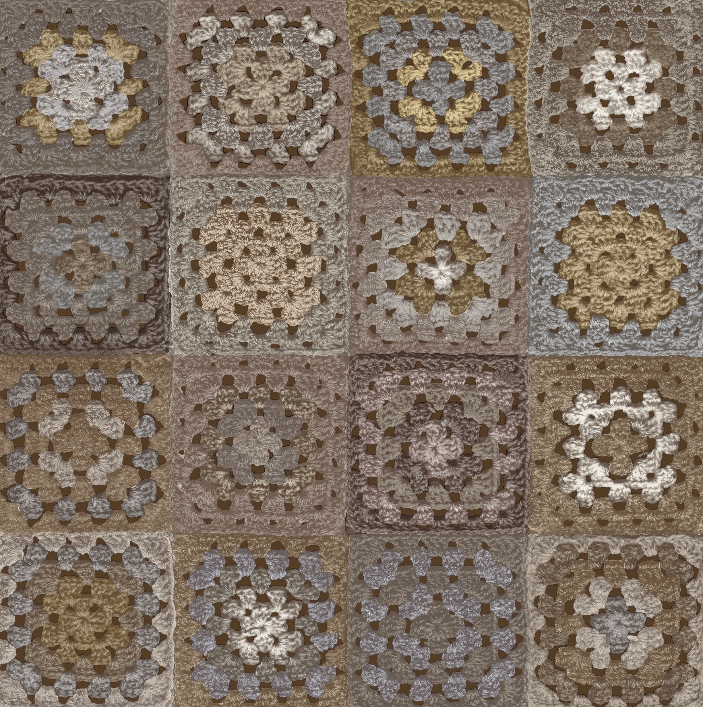 Crochet Wallpaper - Greige