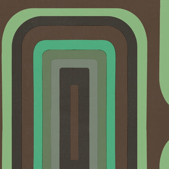 Retro Oblong Geometric wallpaper - Chocolate + Mint