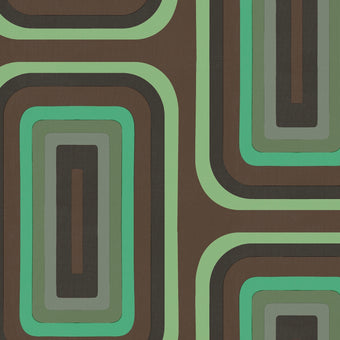 Retro Oblong Geometric wallpaper - Chocolate + Mint