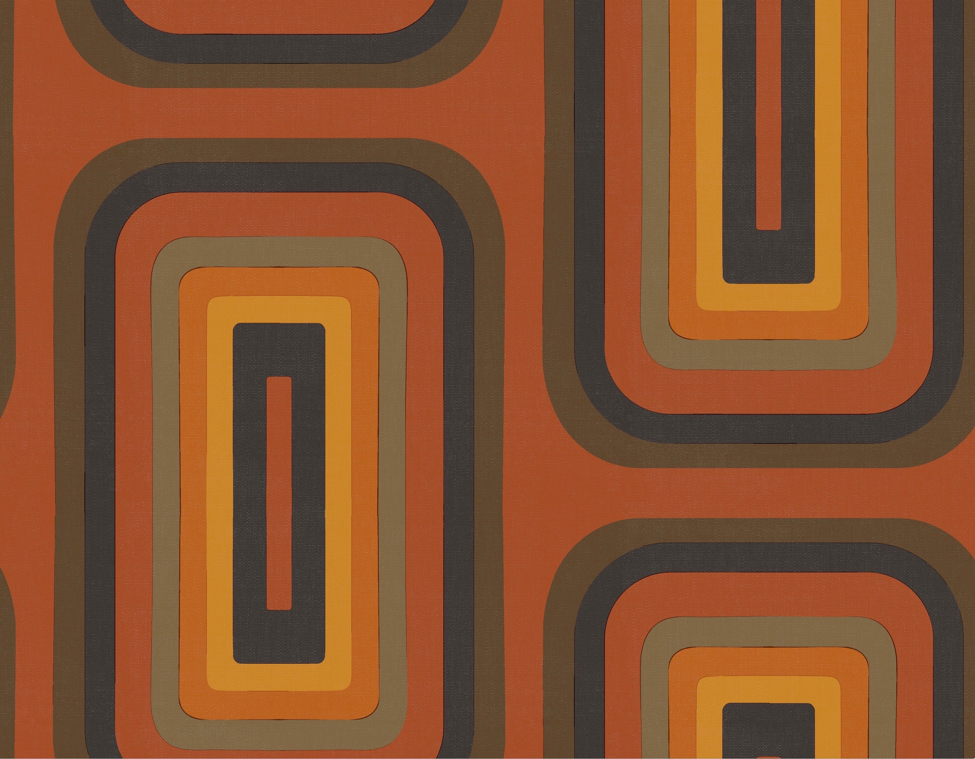 Retro Oblong Geometric wallpaper - Burnt Orange + Tangerine