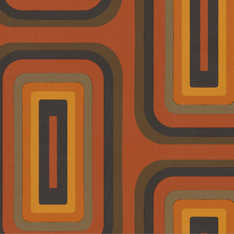Retro Oblong Geometric wallpaper - Burnt Orange + Tangerine