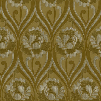 Vintage floral damask Wallpaper - Ochre