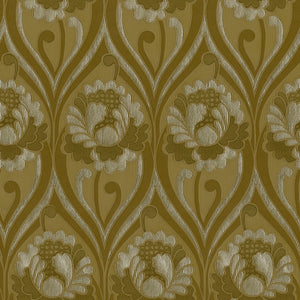 Vintage floral damask Wallpaper - Ochre