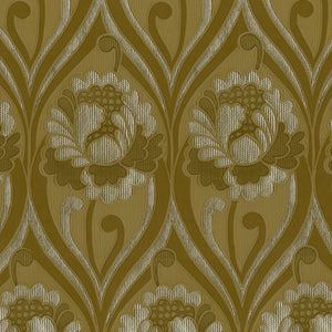 Vintage floral damask Wallpaper - Ochre