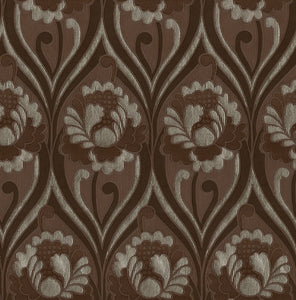 Vintage floral damask Wallpaper - Chocolate