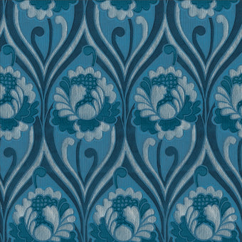 Vintage floral damask Wallpaper - Blue