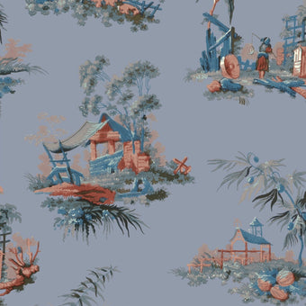 Vintage Oriental Wallpaper - Powder Blue