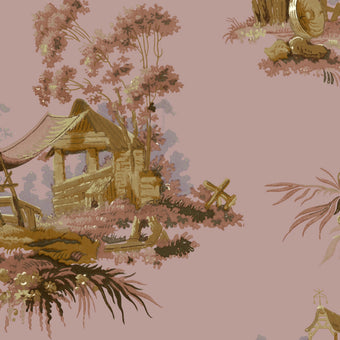 Vintage Oriental Wallpaper - Ice pink