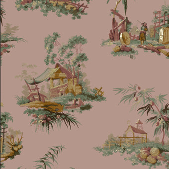 Vintage Oriental Wallpaper - Rose
