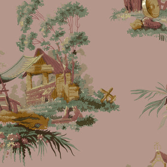 Vintage Oriental Wallpaper - Rose