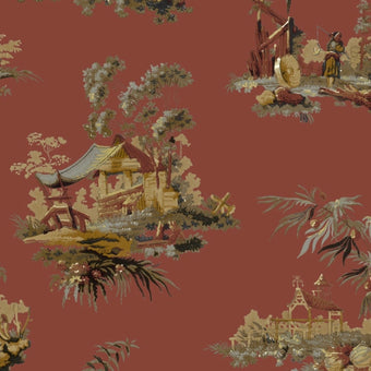 Vintage Oriental Wallpaper - Chinese Red