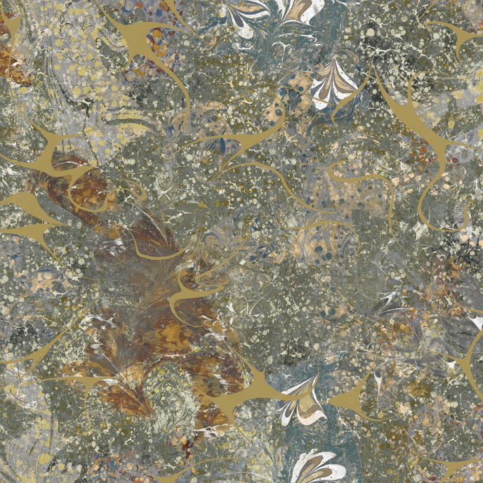 Decorative stone with intricate patterns in brown, gray, and white