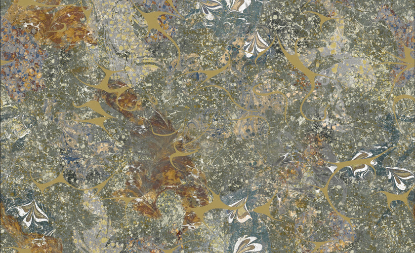 Decorative stone with intricate patterns in brown, gray, and white