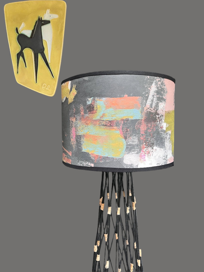 Painterly Abstract Lamp shade - Black