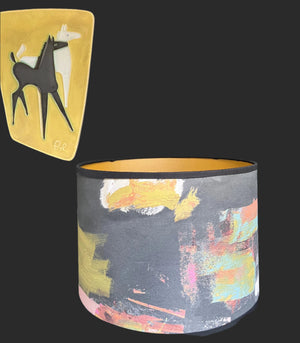 Painterly Abstract Lamp shade - Black