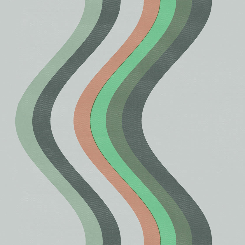 Broad Curvy Retro Stripe Wallpaper