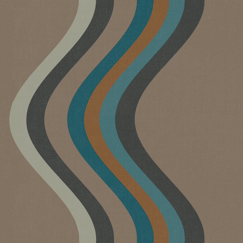 Broad Curvy Retro Stripe Wallpaper