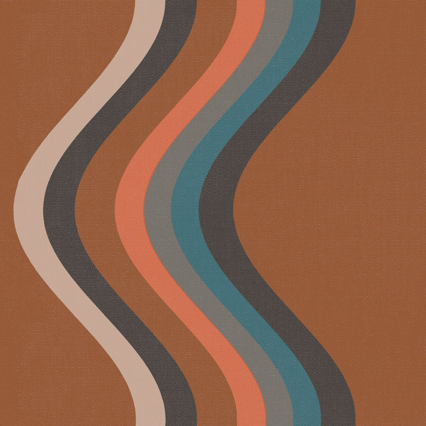 Broad Curvy Retro Stripe Wallpaper