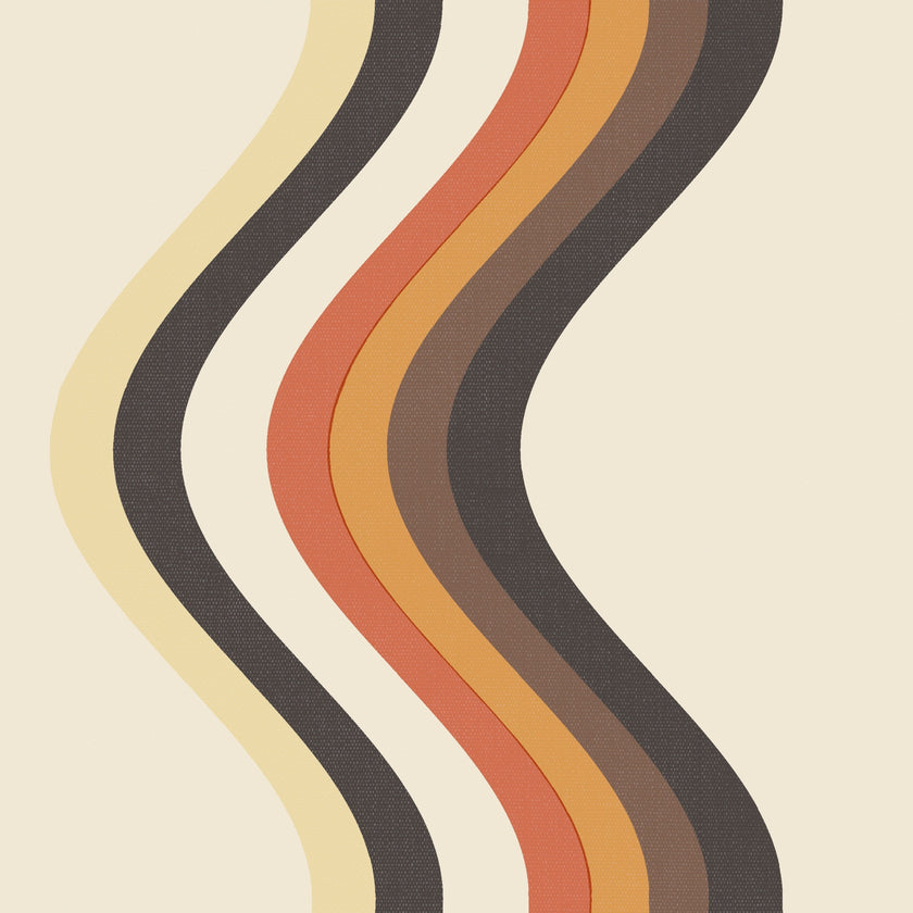 Broad Curvy Retro Stripe Wallpaper
