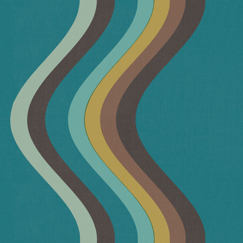 Broad Curvy Retro Stripe Wallpaper
