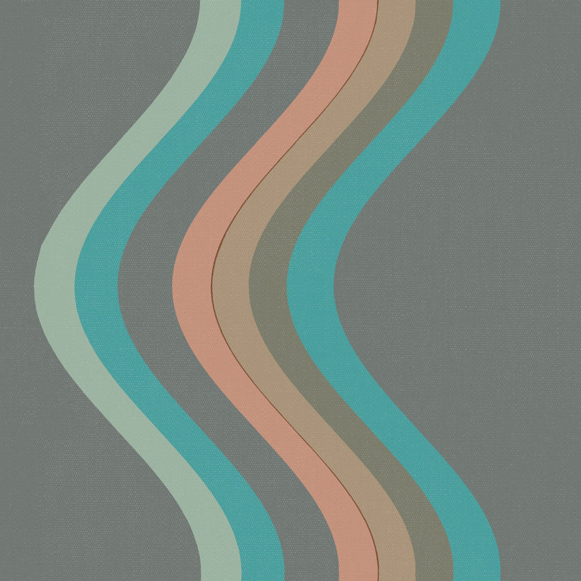 Broad Curvy Retro Stripe Wallpaper