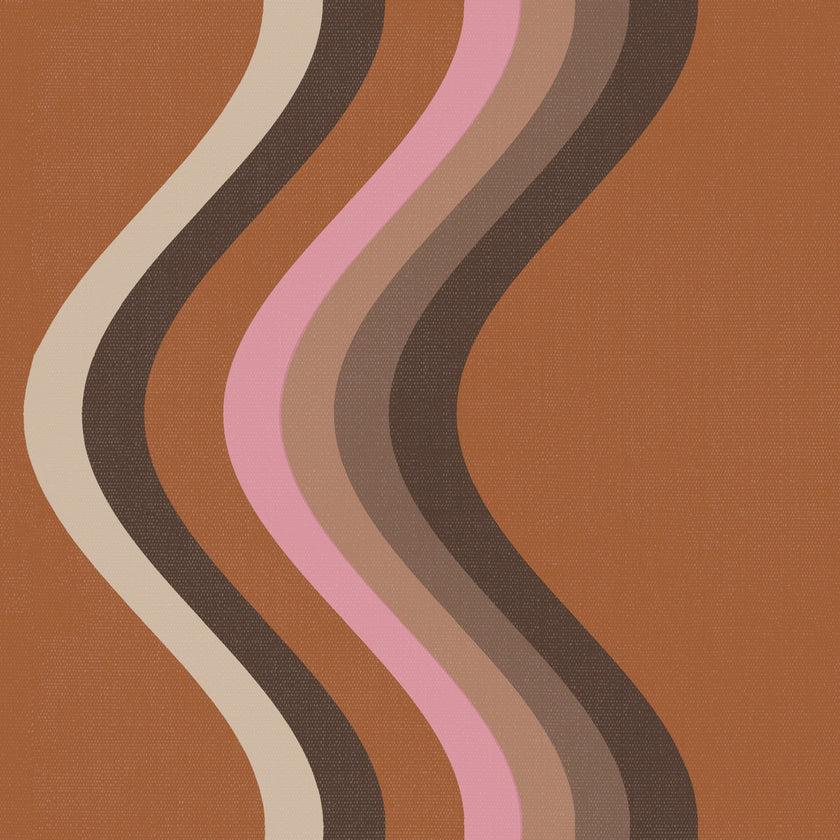 Broad Curvy Retro Stripe Wallpaper