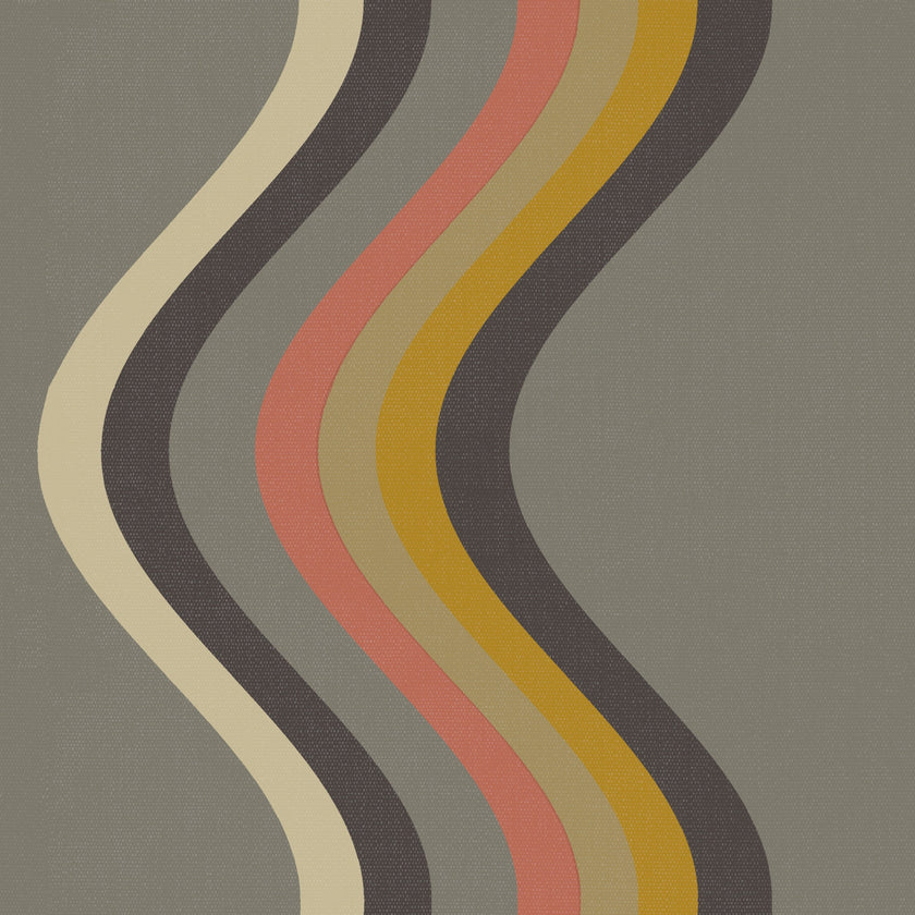 Broad Curvy Retro Stripe Wallpaper