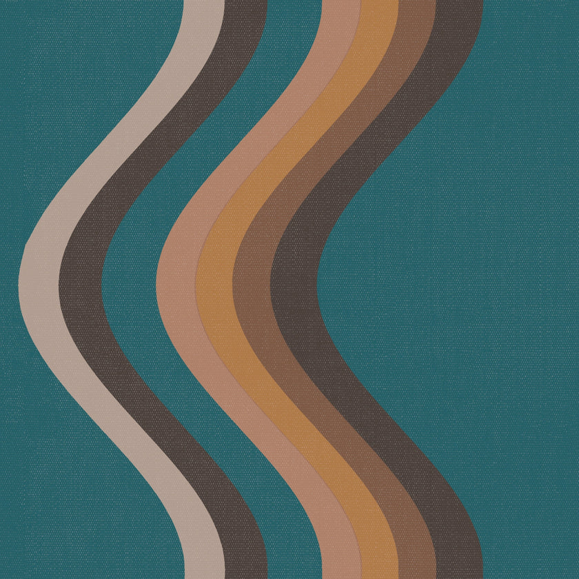 Broad Curvy Retro Stripe Wallpaper