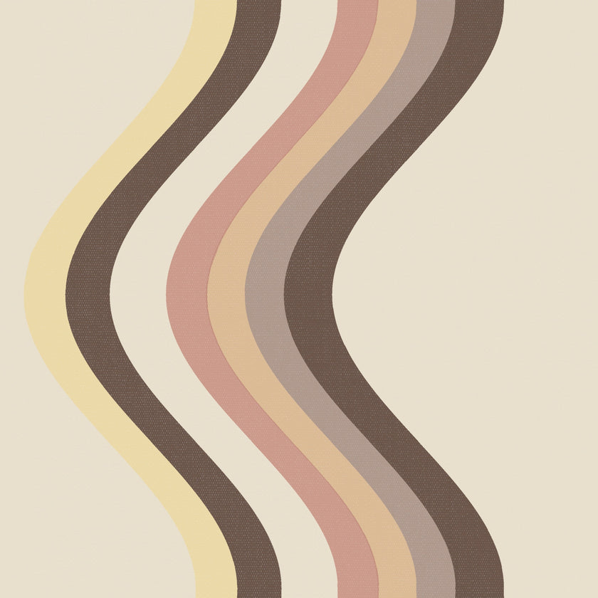 Broad Curvy Retro Stripe Wallpaper