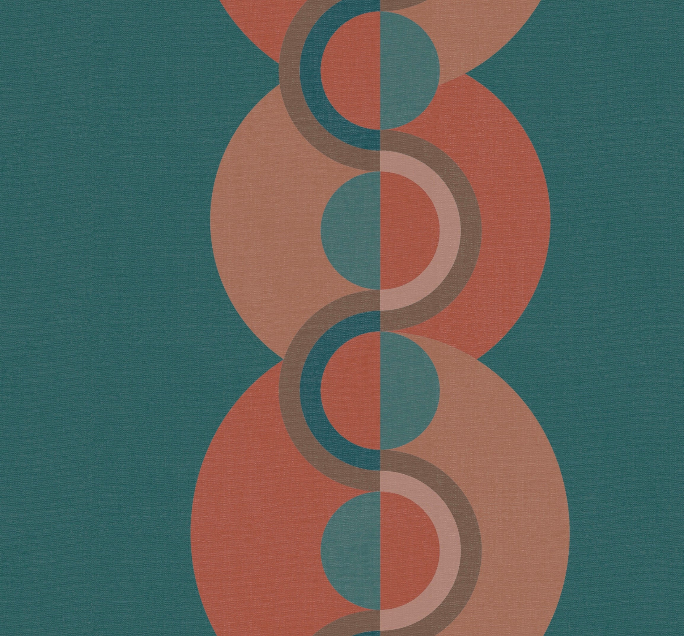Retro Circle wallpaper - Teal + Coral
