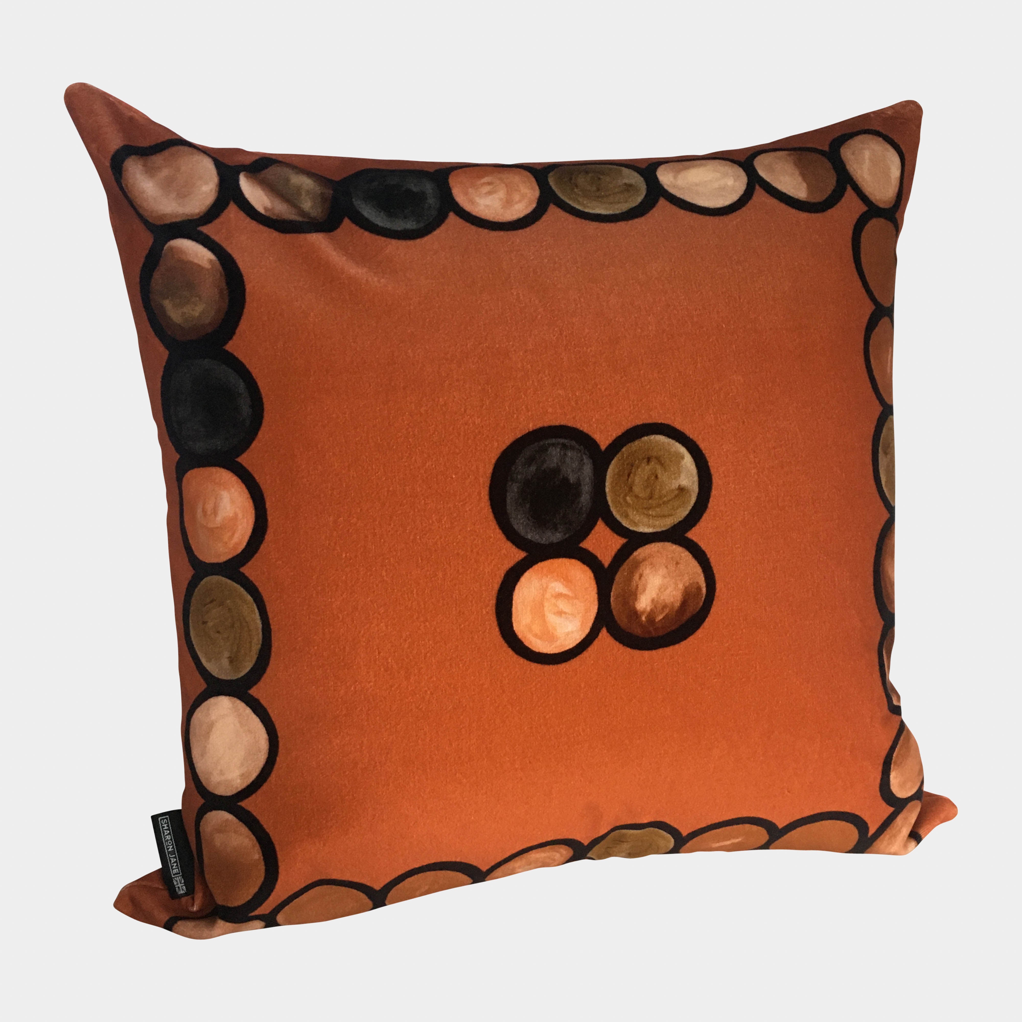 Ombré Circle Velvet Cushion - Terracotta + Coral