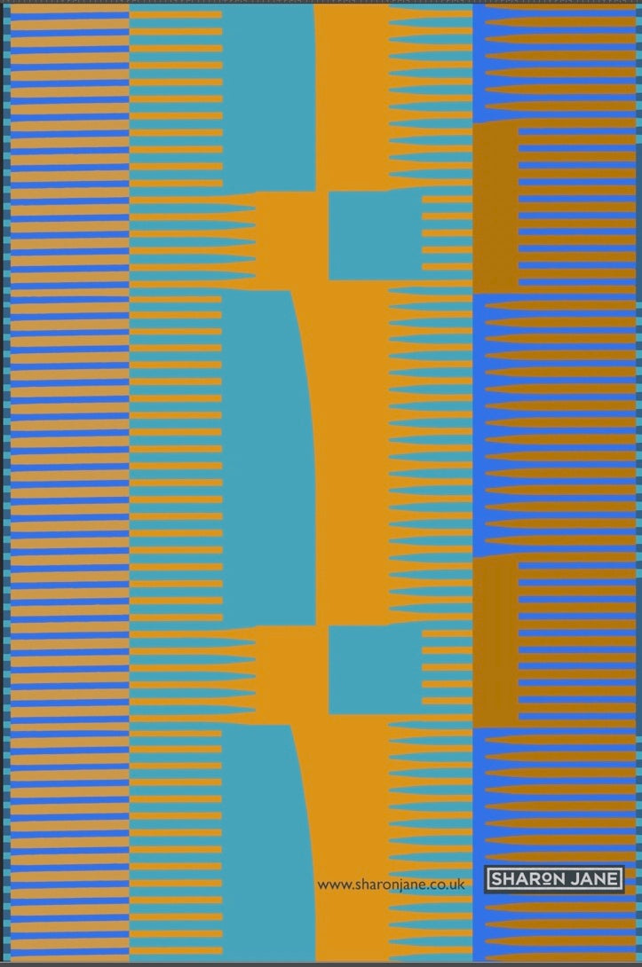 Combed Stripe Tea Towel - Orange + cobalt