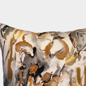 Watercolour Floral Velvet Cushion - Neutral
