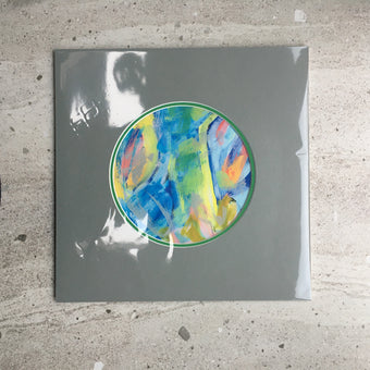 Expressive Abstract Circular Print Green + Grey Mount