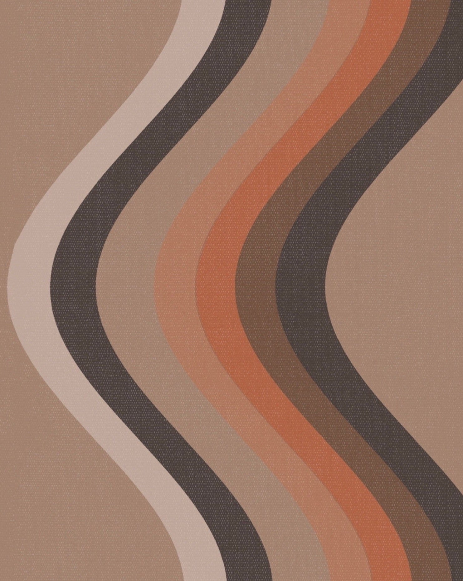 Broad Curvy Retro Stripe wallpaper - Fawn