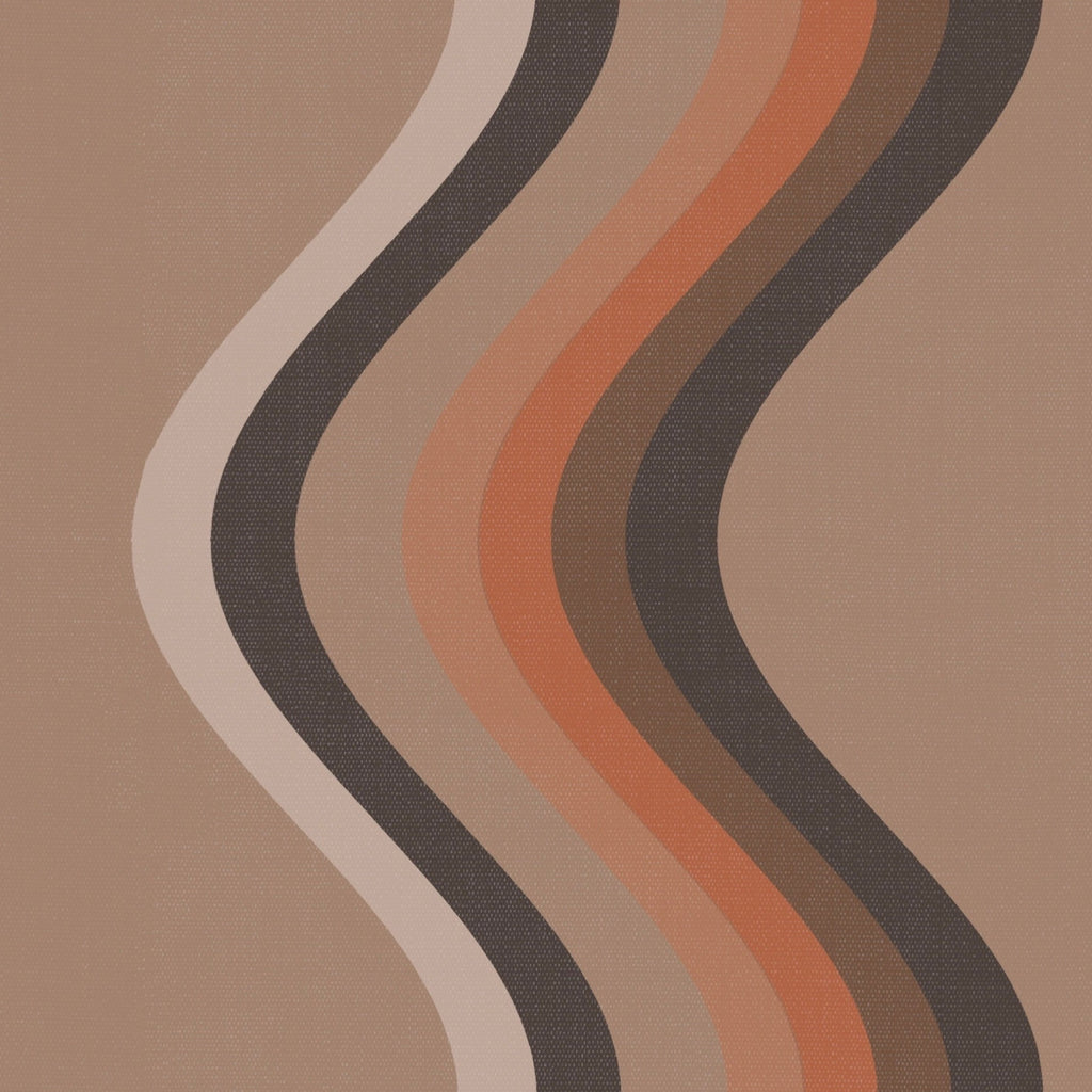 Broad Curvy Retro Stripe wallpaper - Fawn