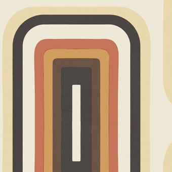 Retro Oblong Geometric wallpaper - Cream  + Orange