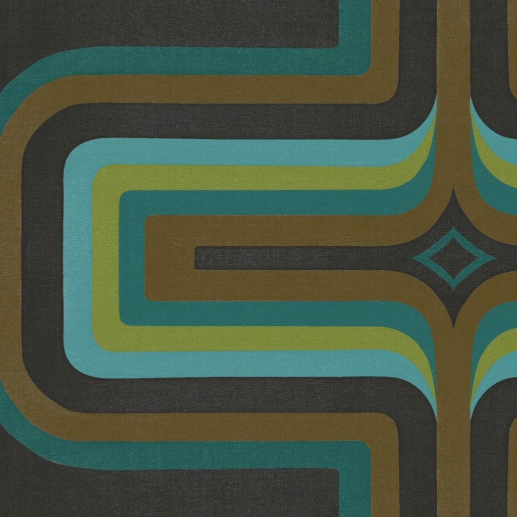 70s Geometric wallpaper, Turquoise + Slate