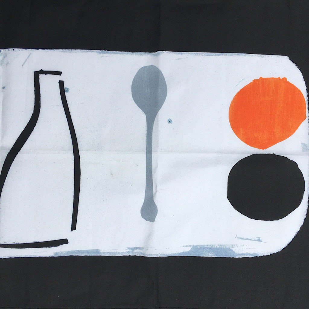 ‘Orange + Spoon’ Hand Printed Tea Towel