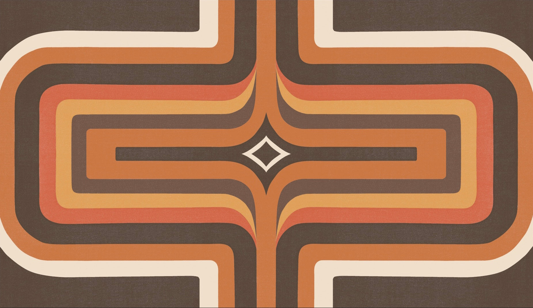 70s Geometric wallpaper Brown + Orange