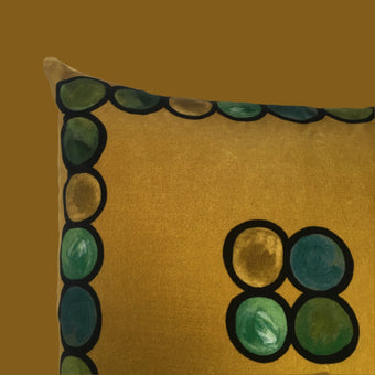 Ombré Circle Velvet Cushion - Ochre