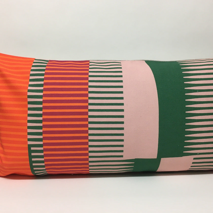 Combed Stripe Cushion - Vermilion