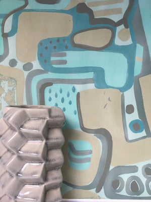 Cubist Jigsaw Wallpaper - Turquoise + Sand